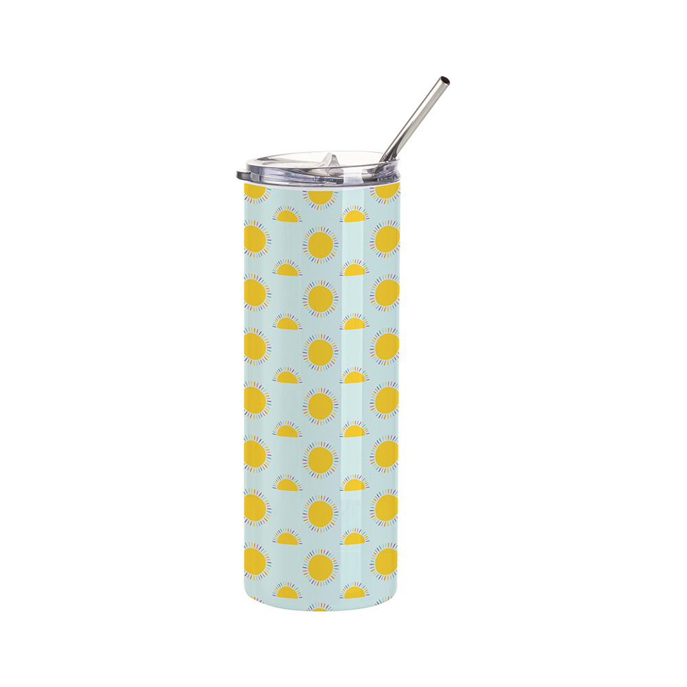 Sublimation Stainless Steel Tumbler with Straw &amp; Lid Blank, White - 20 oz/600 ml (4 Pack)