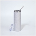 20 oz. Glitter Stainless Steel Skinny Tumbler, 4 Pack - Silver