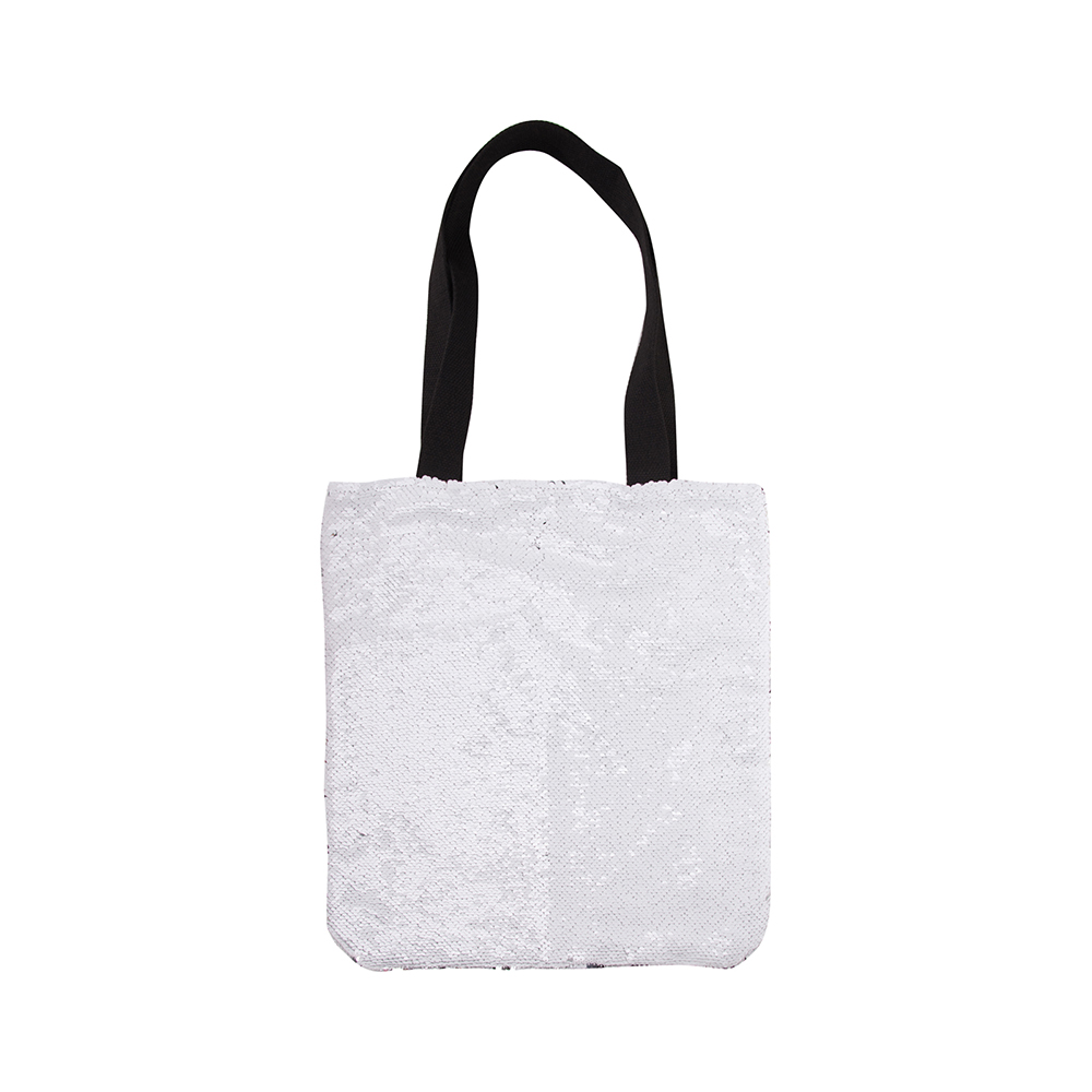 Reverse Sequin Double Layer Tote Bag, 2 Pack, 13.7 x 15&quot; - White / Silver