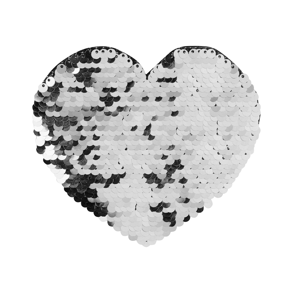 Flip Sequins Adhesive Heart, 2/pack - Silver W/White