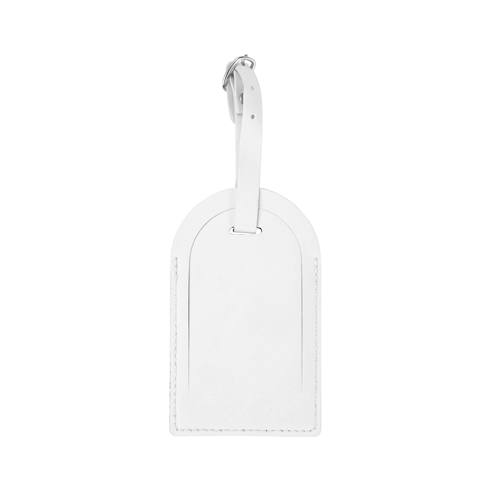 Double Side PU Leather Luggage Tag, 4 pack, 4.5 x 2.7'' - White, Arcuation Shape