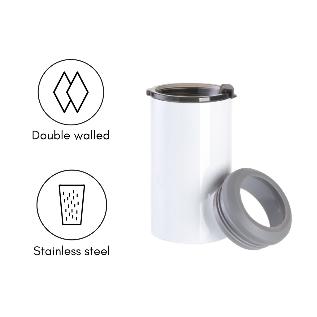 12oz/350ml 4 in 1 Stainless Steel Can Cooler, 4 pack - White