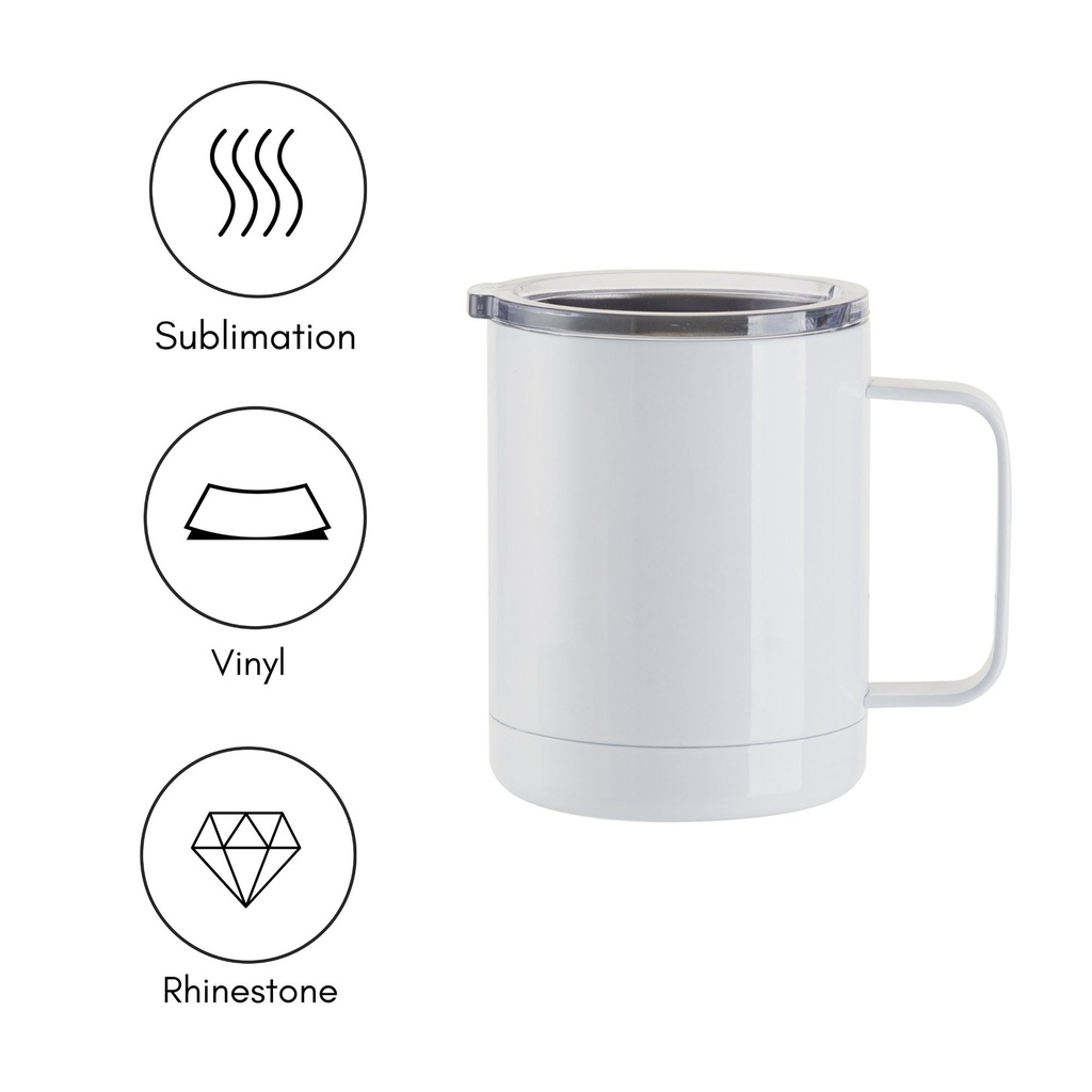 12 oz. Stainless Steel Lidded Mug, 4 pack - White