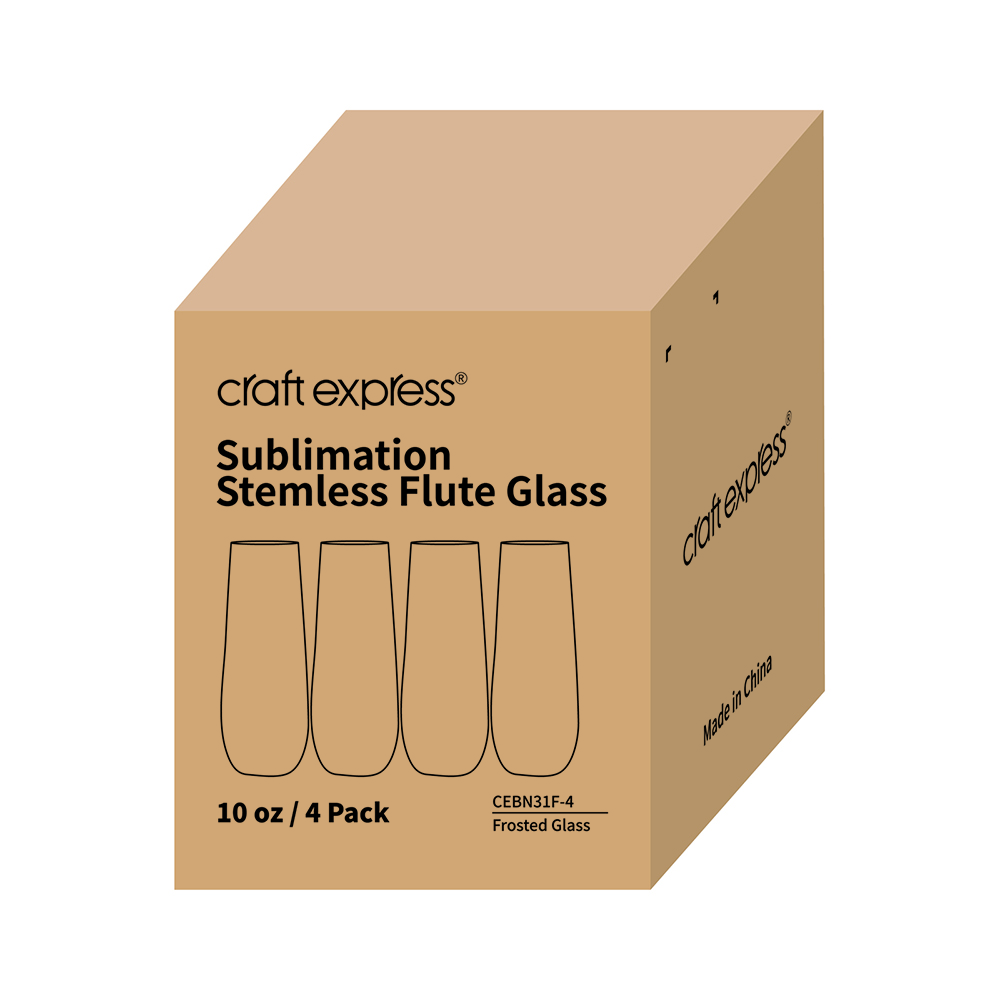 10oz/300ml Stemless Champagne Flutes Glass Frosted, 4 pack