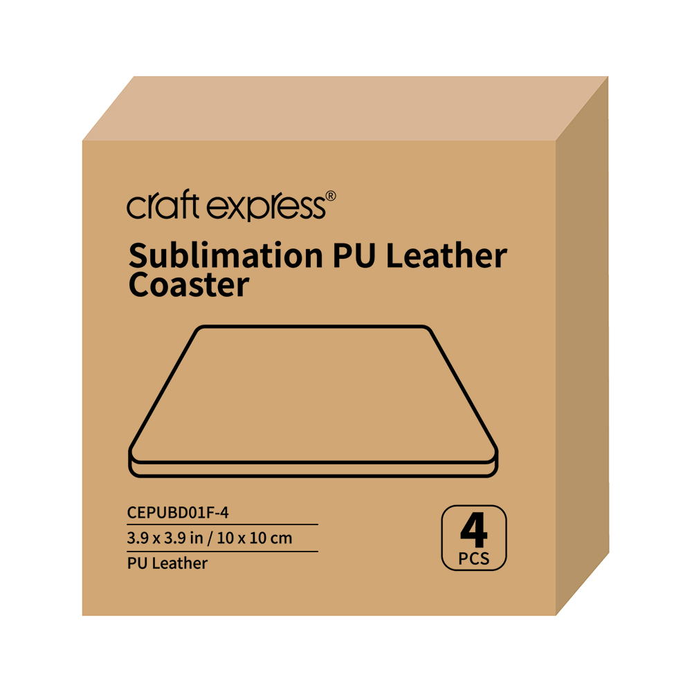 PU Leather Square Mug Coaster, 4 pack, 3.93 x 3.93&quot; - White