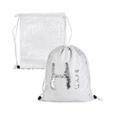 Sequined Drawstring Backpack, 2 pack - White/Silver