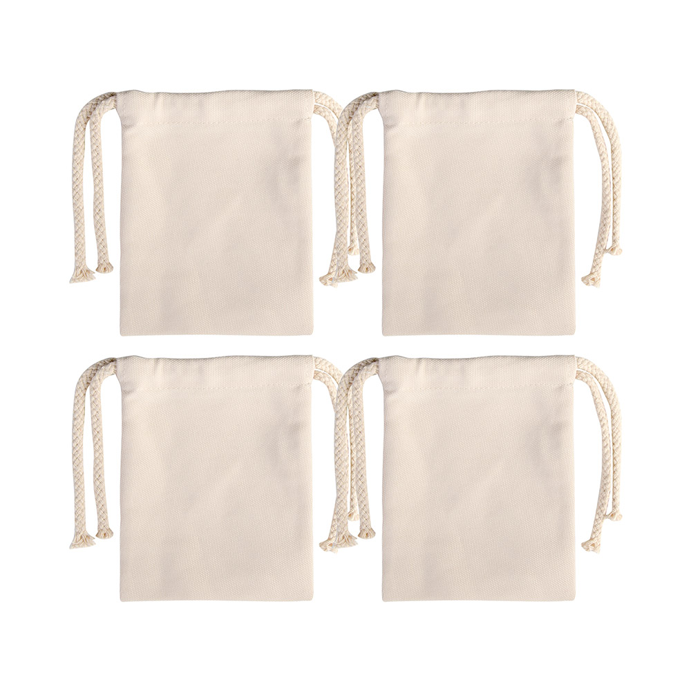4.7 x 6” Drawstring Gift Bags, 4 pack - Beige