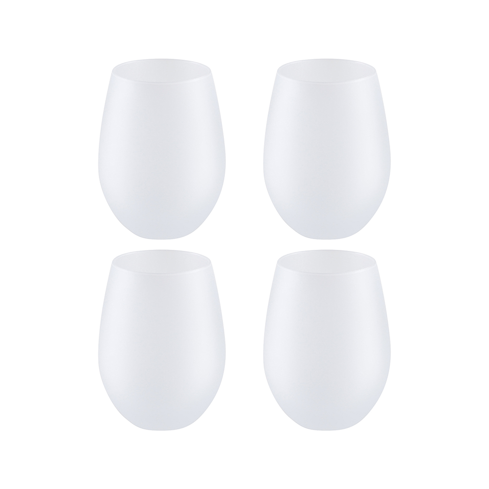 17oz/500ml Stemless Wine Glass Frosted, 4 pack