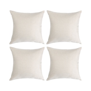 15.7” Square Linen-Like Pillow Cover, 4 Pack - Beige