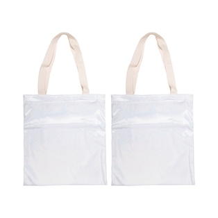 Glitter Tote Bag, 2 Pack, 13.4 x 14.6" - white