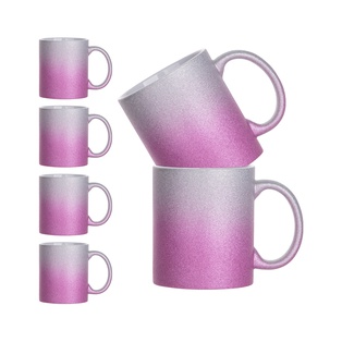11oz/330ml Glitter Mug Gradient Bottom Glitter Mug, 6 Pack - Silver+Pink